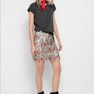 Zadig & Voltaire Tarros Print Fringe Skirt